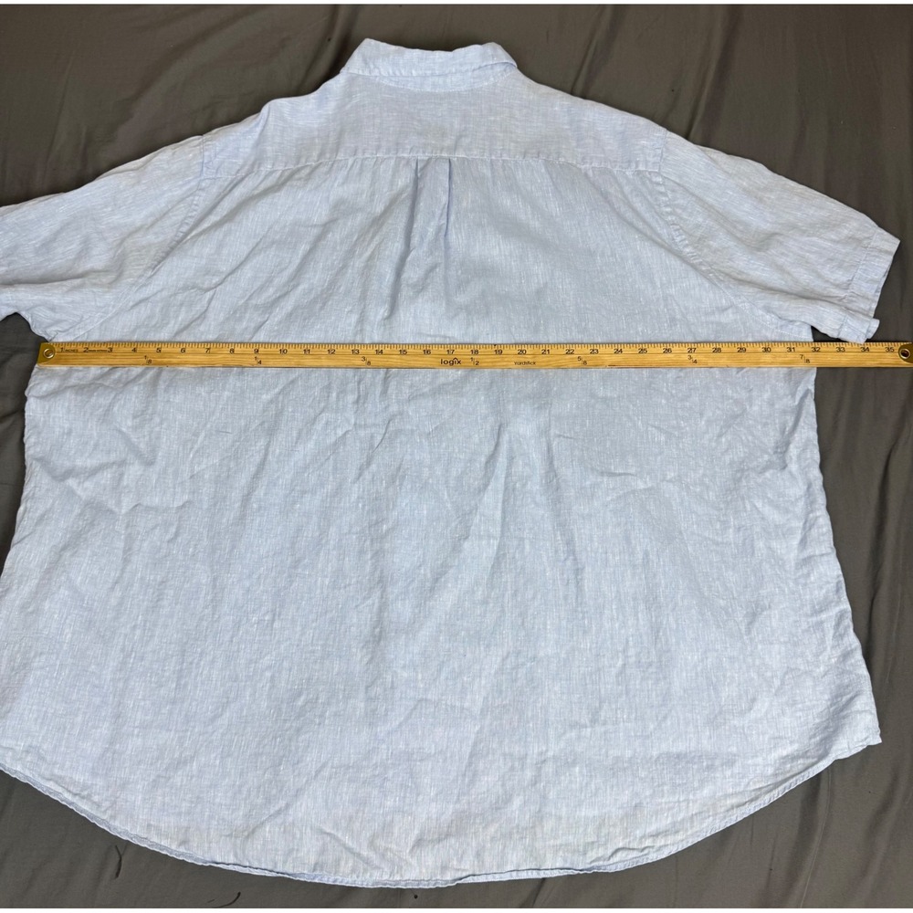Brooks Brothers Baird McNutt Irish Linen Short Sleeve Shirt Blue 3XL Casual - Picture 3 of 15